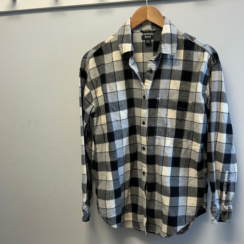 Roots Black and Cream  Flannel Shirt-Size XS